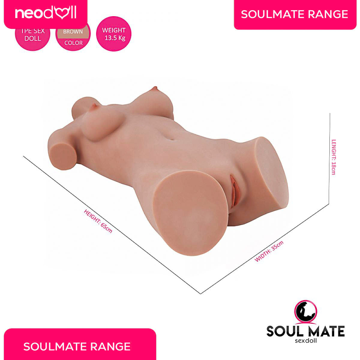 SoulMate Dolls - Arabella Head With Sex Doll Torso - Light Brown