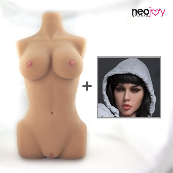 Neojoy Easy Torso With Girlfriend Ashanti Head - Realistic Sex Doll Torso With Head Connector - Tan - 17kg - Lucidtoys