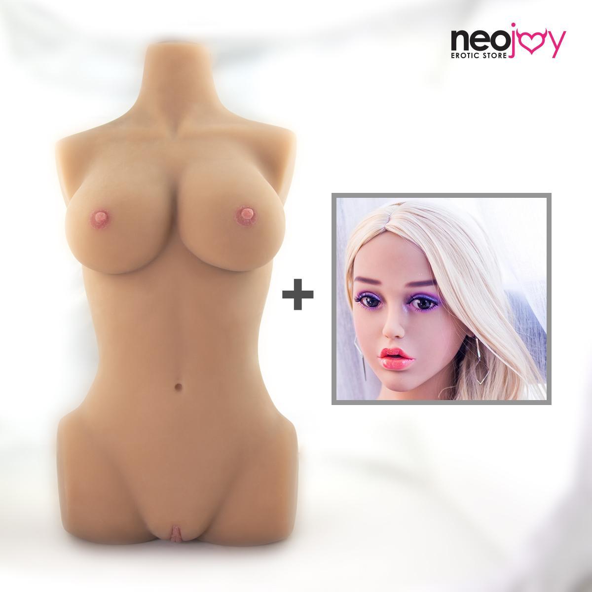 Neojoy Easy Torso With Girlfriend Barbara Head - Realistic Sex Doll Torso With Head Connector - Tan - 17kg - Lucidtoys